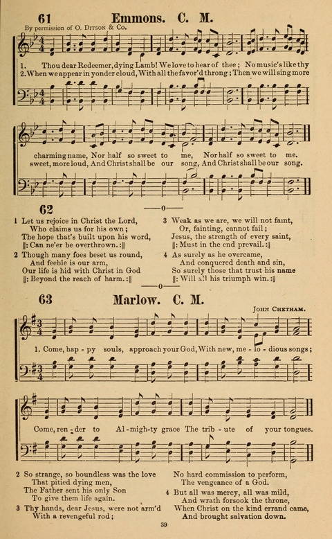 The New Jubilee Harp: or Christian hymns and song. a new collection of hymns and tunes for public and social worship page 39
