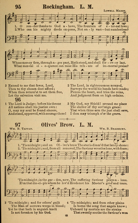 The New Jubilee Harp: or Christian hymns and song. a new collection of hymns and tunes for public and social worship page 65