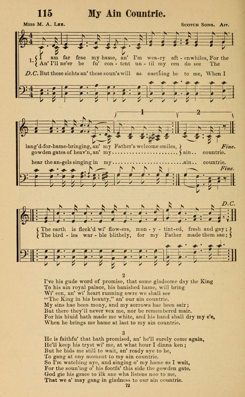 The New Jubilee Harp: or Christian hymns and song. a new collection of hymns and tunes for public and social worship page 72