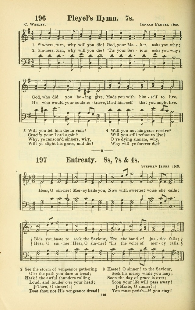 The New Jubilee Harp: or Christian hymns and songs. a new collection of hymns and tunes for public and social worship (With supplement) page 110
