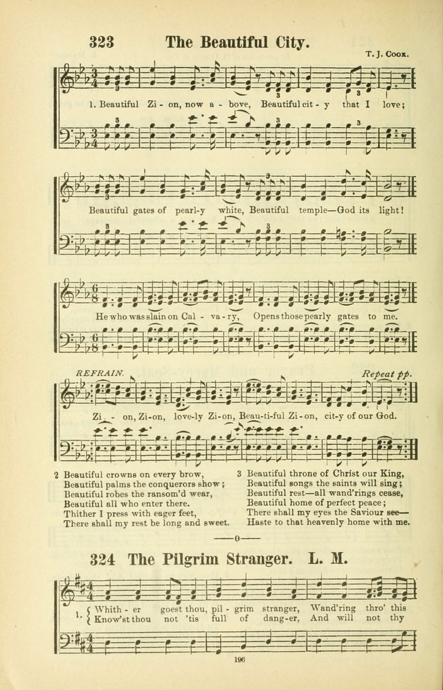 The New Jubilee Harp: or Christian hymns and songs. a new collection of hymns and tunes for public and social worship (With supplement) page 196