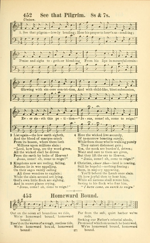 The New Jubilee Harp: or Christian hymns and songs. a new collection of hymns and tunes for public and social worship (With supplement) page 275