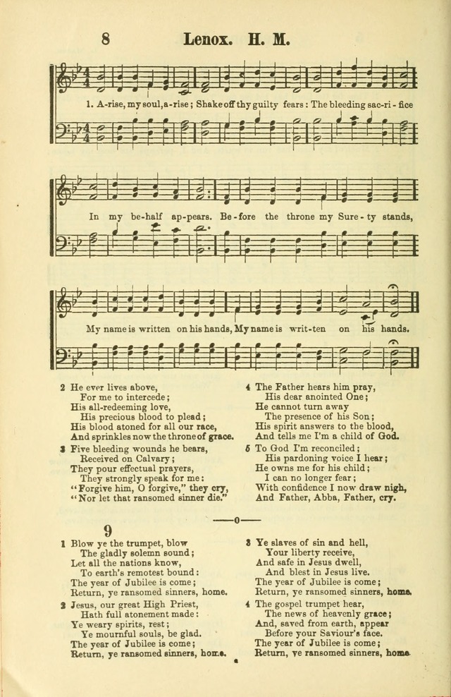 The New Jubilee Harp: or Christian hymns and songs. a new collection of hymns and tunes for public and social worship (With supplement) page 8