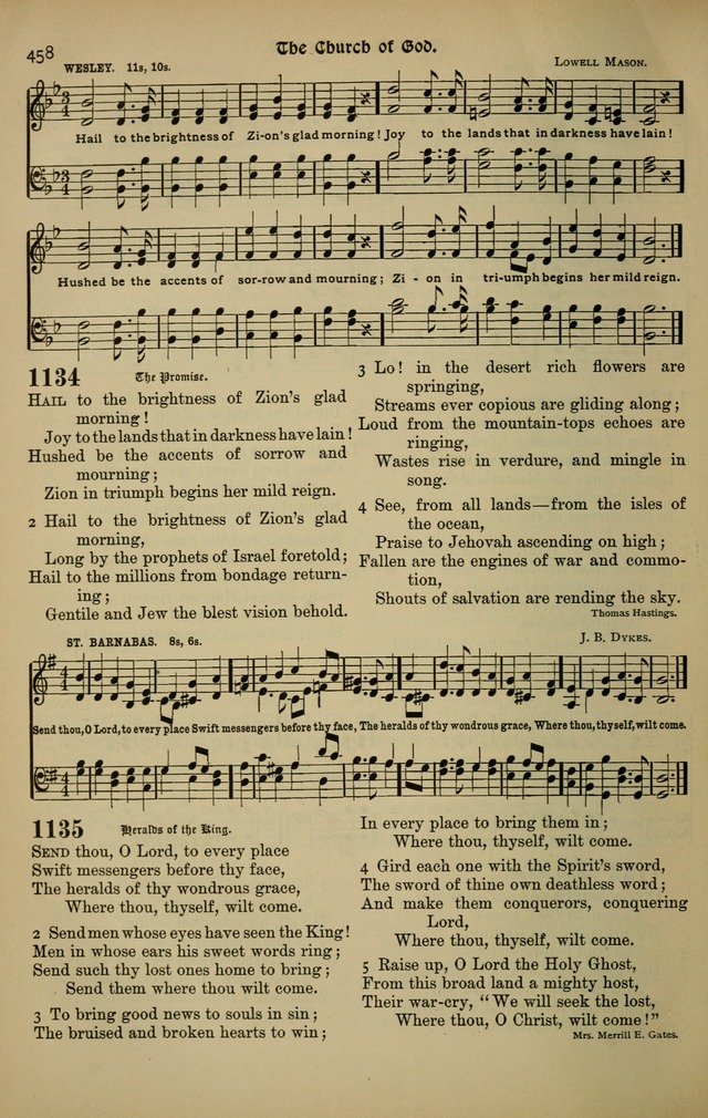 The New Laudes Domini: a selection of spiritual songs, ancient and modern for use in Baptist churches page 458