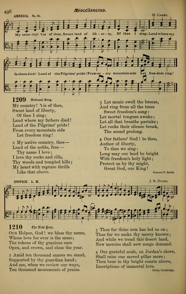 The New Laudes Domini: a selection of spiritual songs, ancient and modern for use in Baptist churches page 496