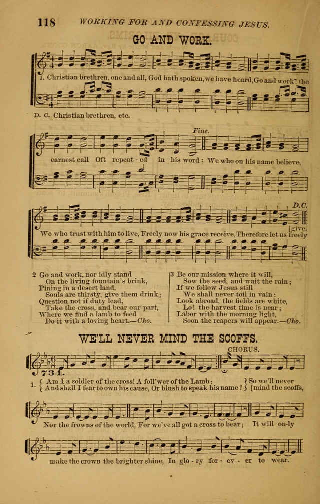 The New Song: consisting of very choice notes of redemption, embracing new original,and also selcted songs, appropriate for prayer and revivial meetings page 118