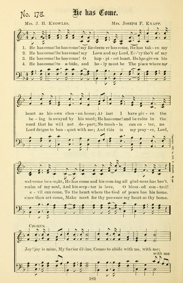 The New Song: for the Sunday school, societies of Christian Endeavor, and other religious exercises page 182