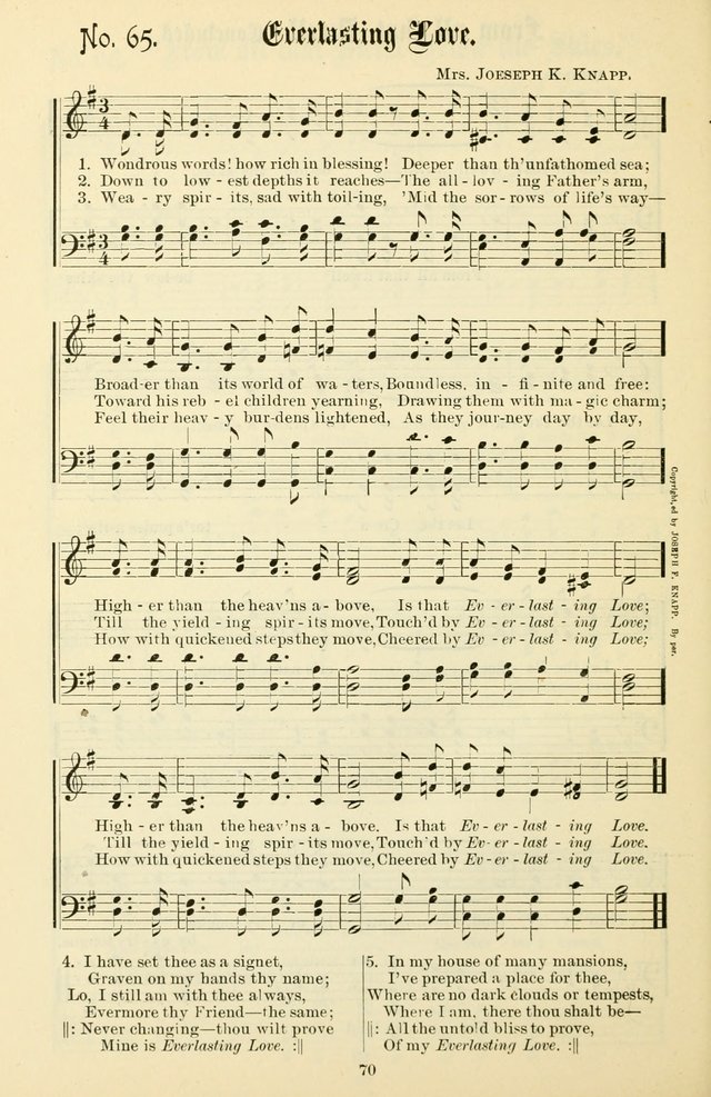 The New Song: for the Sunday school, societies of Christian Endeavor, and other religious exercises page 70