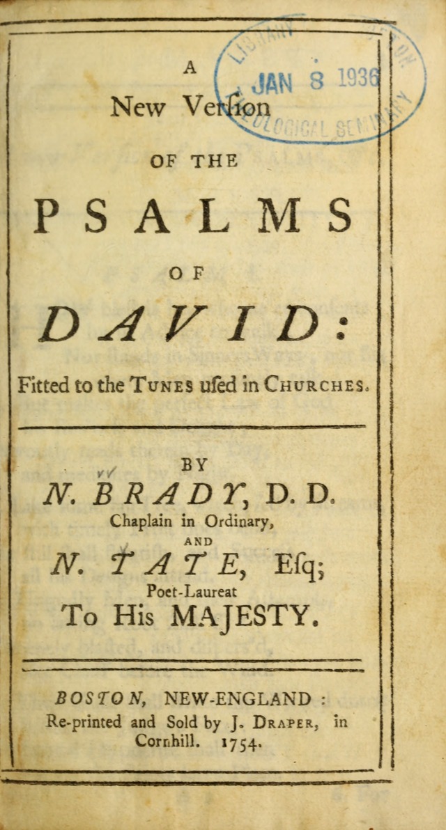 A New Version of the Psalms of David: Fitted to the Tunes Used in Churches page 1
