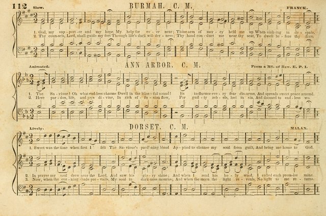 The New York Choralist: a new and copious collection of Psalm and hymn tunes adapted to all the various metres in general use with a large variety of anthems and set pieces page 112