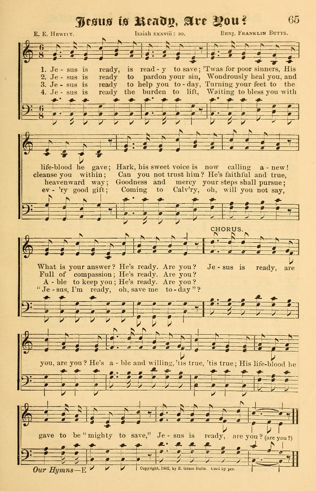 Our Hymns: compiled for use in the services of the Baptist Temple page 65