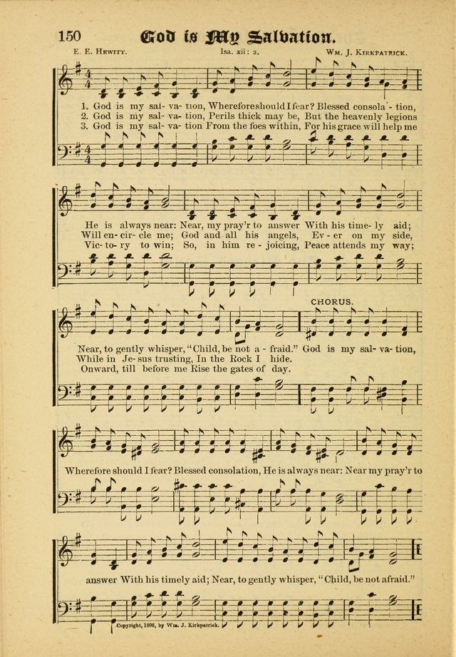 Our Praise in Song: a collection of hymns and sacred melodies, adapted for use by Sunday schools, Endeavor societies, Epworth Leagues, evangelists, pastors, choristers, etc. page 150