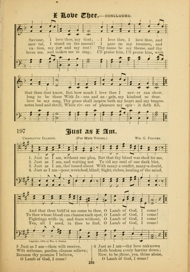 Our Praise in Song: a collection of hymns and sacred melodies, adapted for use by Sunday schools, Endeavor societies, Epworth Leagues, evangelists, pastors, choristers, etc. page 195
