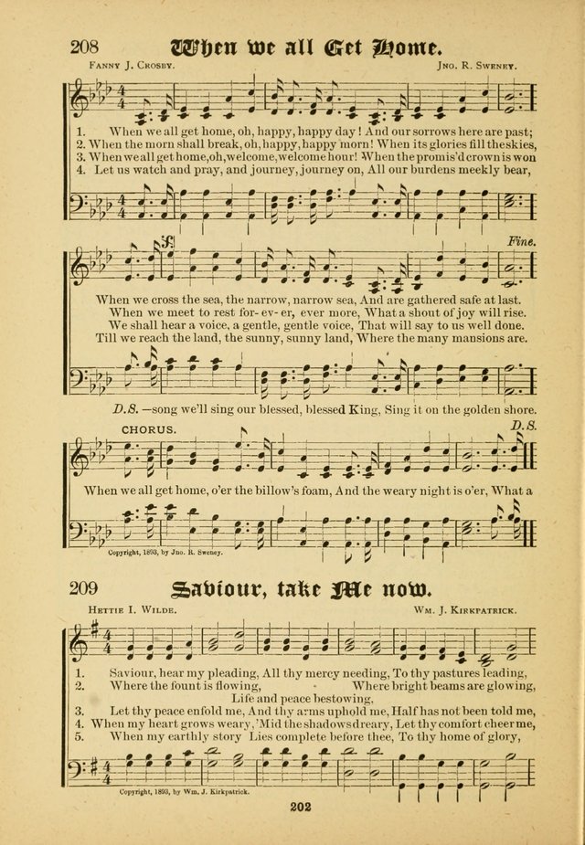 Our Praise in Song: a collection of hymns and sacred melodies, adapted for use by Sunday schools, Endeavor societies, Epworth Leagues, evangelists, pastors, choristers, etc. page 202