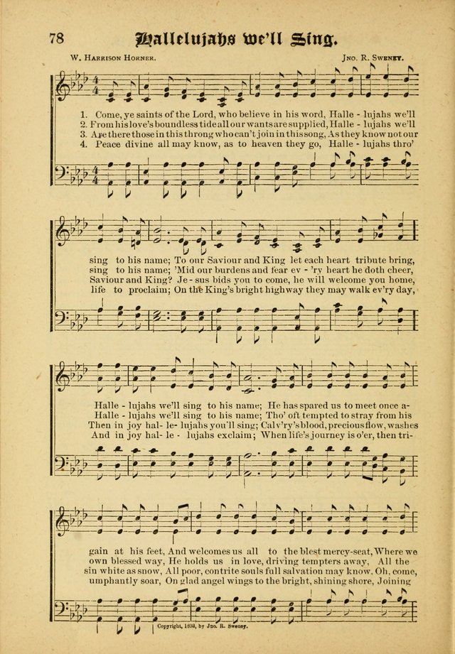 Our Praise in Song: a collection of hymns and sacred melodies, adapted for use by Sunday schools, Endeavor societies, Epworth Leagues, evangelists, pastors, choristers, etc. page 78