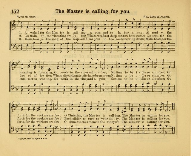 Our Song Book: a collection of songs selected and edited expressly for the Sunday School of the First Baptist Peddie Memorial Church, Newark, N. J. page 151