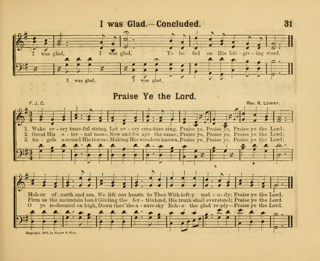 Our Song Book: a collection of songs selected and edited expressly for the Sunday School of the First Baptist Peddie Memorial Church, Newark, N. J. page 30