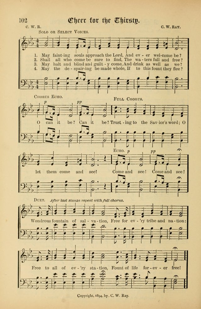 The Peacemaker: a collection of sacred songs and hymns for use in all services of the church, Sunday-school, home circle, and all kinds of evangelistic work page 102