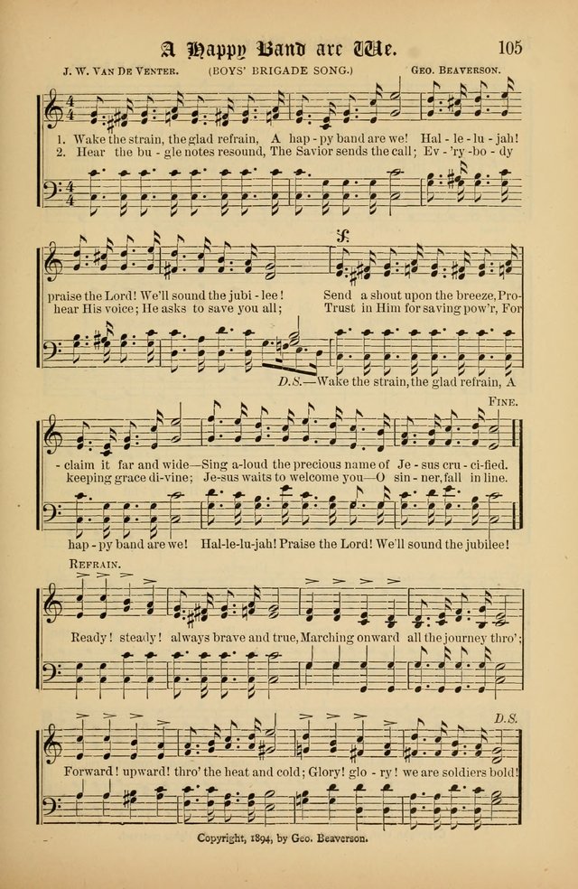 The Peacemaker: a collection of sacred songs and hymns for use in all services of the church, Sunday-school, home circle, and all kinds of evangelistic work page 105