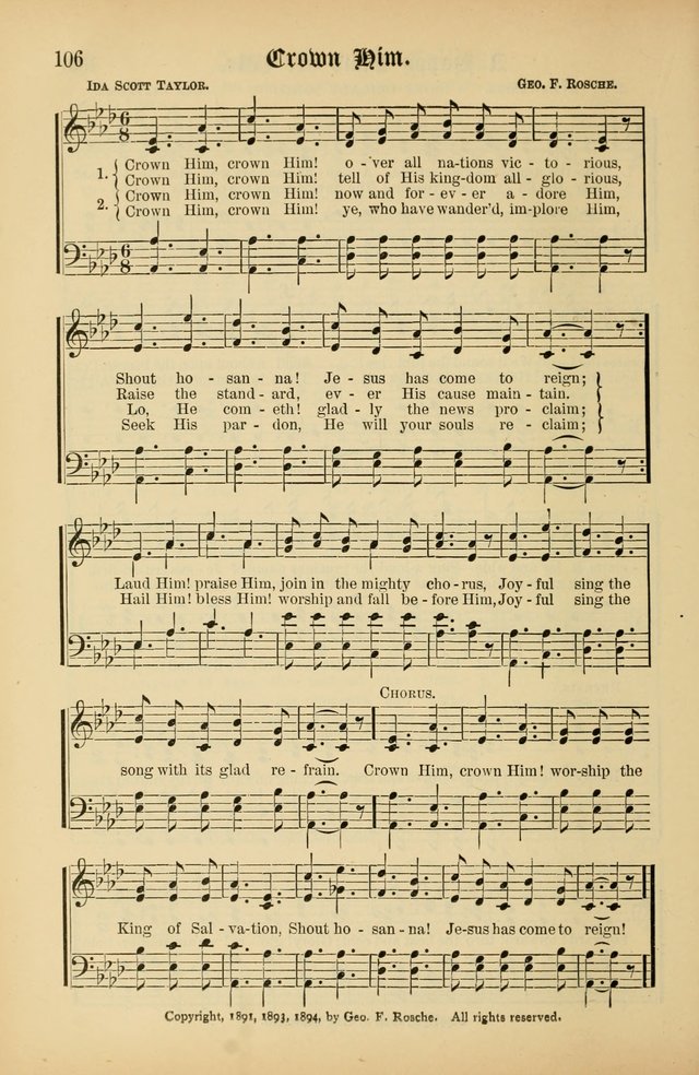 The Peacemaker: a collection of sacred songs and hymns for use in all services of the church, Sunday-school, home circle, and all kinds of evangelistic work page 106
