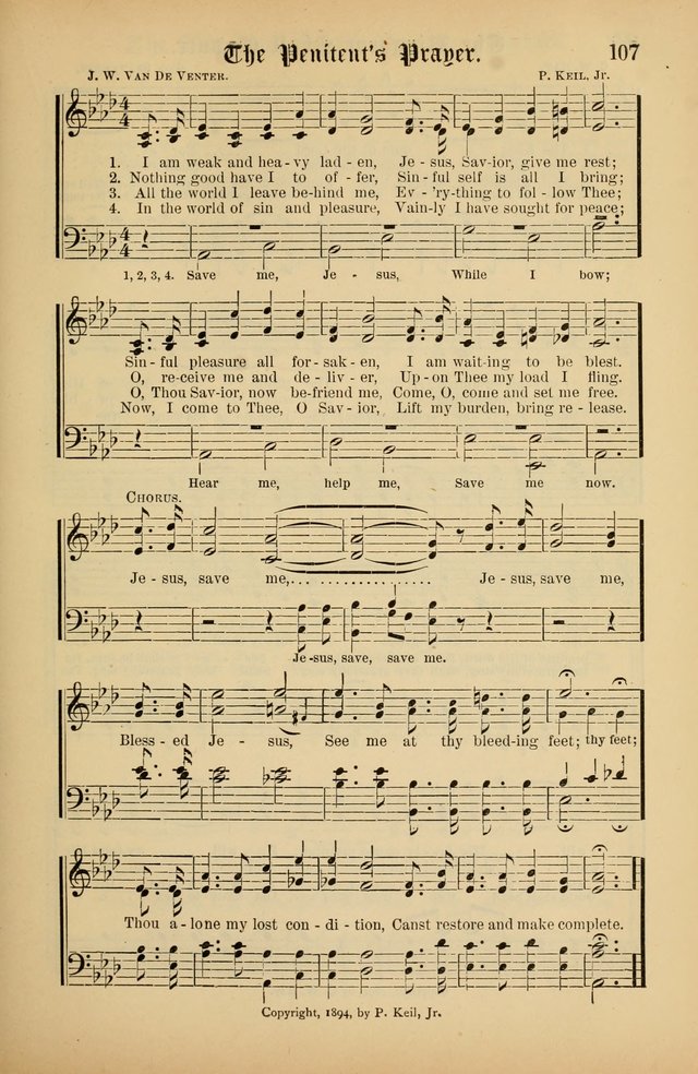 The Peacemaker: a collection of sacred songs and hymns for use in all services of the church, Sunday-school, home circle, and all kinds of evangelistic work page 107