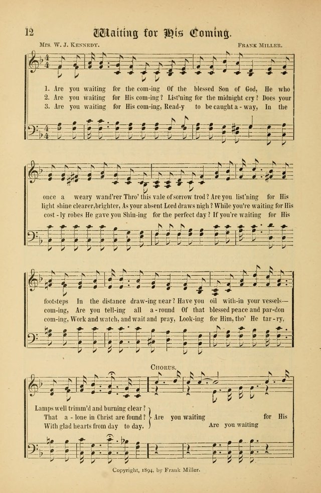 The Peacemaker: a collection of sacred songs and hymns for use in all services of the church, Sunday-school, home circle, and all kinds of evangelistic work page 12