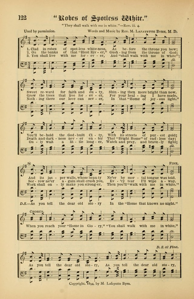 The Peacemaker: a collection of sacred songs and hymns for use in all services of the church, Sunday-school, home circle, and all kinds of evangelistic work page 122