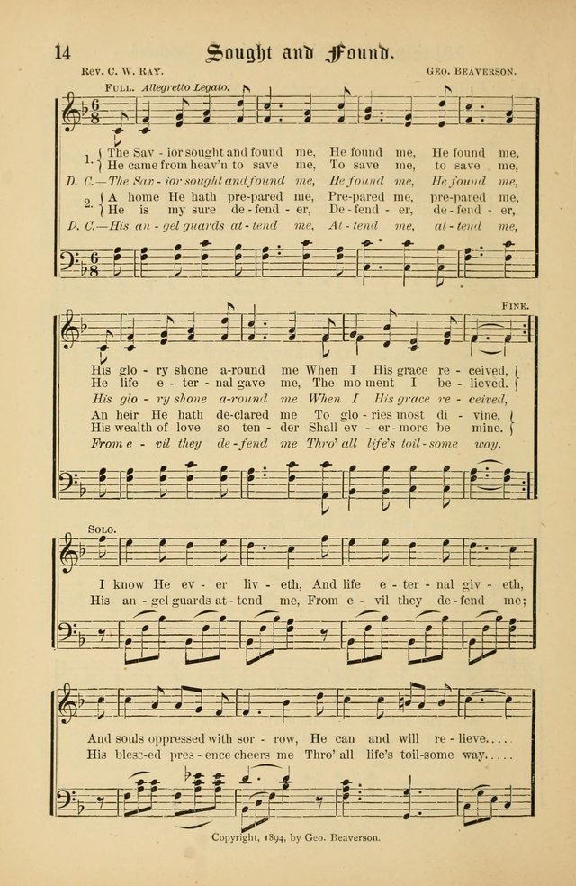 The Peacemaker: a collection of sacred songs and hymns for use in all services of the church, Sunday-school, home circle, and all kinds of evangelistic work page 14