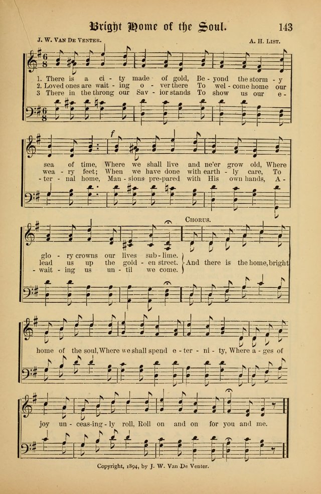 The Peacemaker: a collection of sacred songs and hymns for use in all services of the church, Sunday-school, home circle, and all kinds of evangelistic work page 143