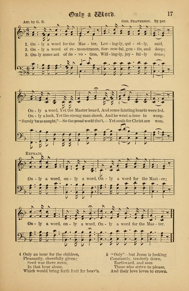 The Peacemaker: a collection of sacred songs and hymns for use in all services of the church, Sunday-school, home circle, and all kinds of evangelistic work page 17