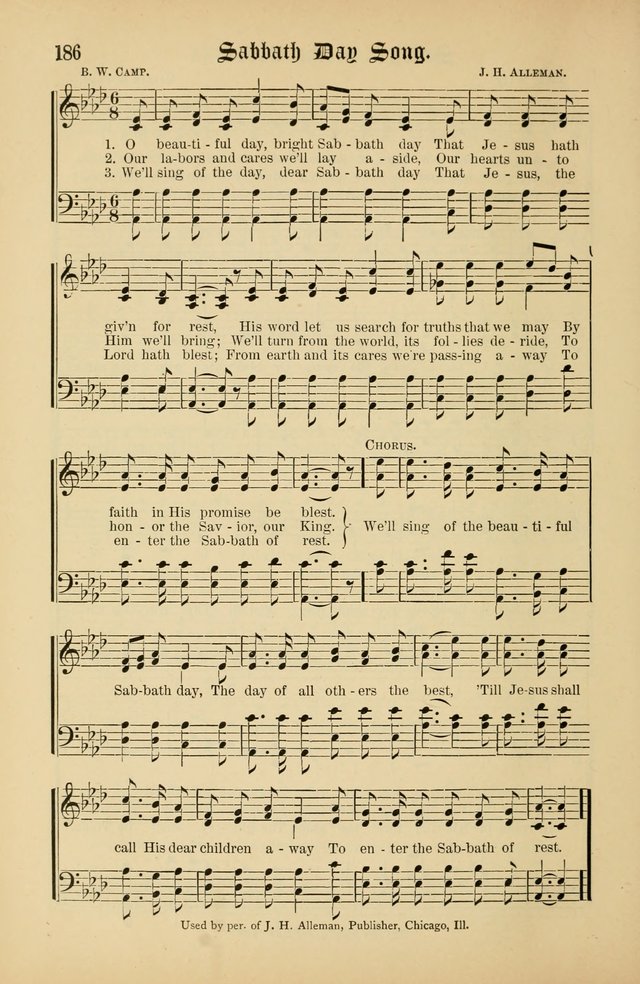 The Peacemaker: a collection of sacred songs and hymns for use in all services of the church, Sunday-school, home circle, and all kinds of evangelistic work page 186