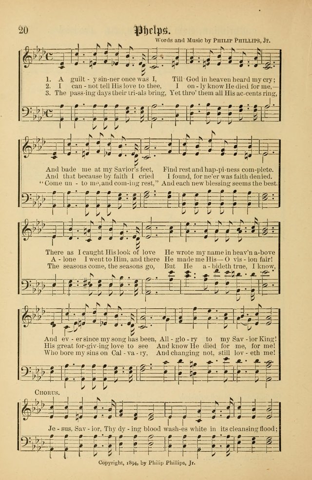 The Peacemaker: a collection of sacred songs and hymns for use in all services of the church, Sunday-school, home circle, and all kinds of evangelistic work page 20