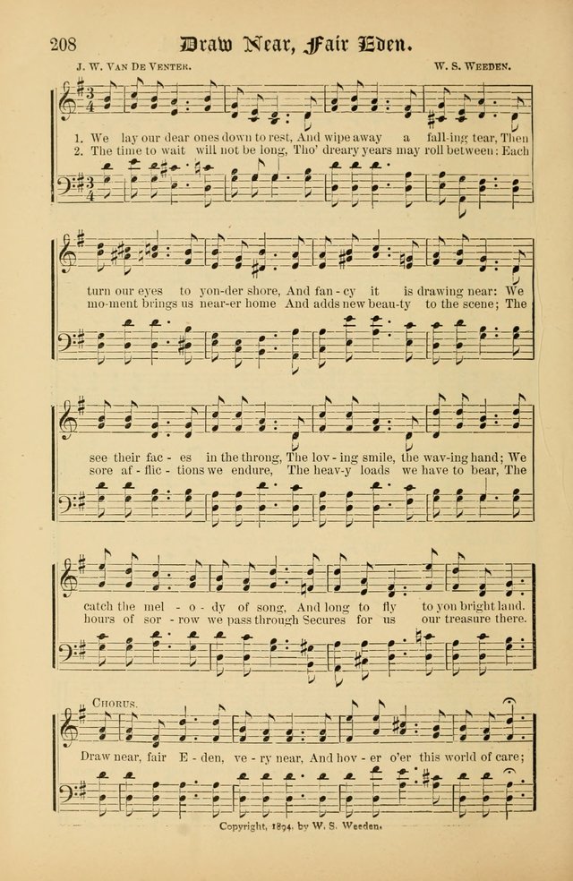 The Peacemaker: a collection of sacred songs and hymns for use in all services of the church, Sunday-school, home circle, and all kinds of evangelistic work page 208