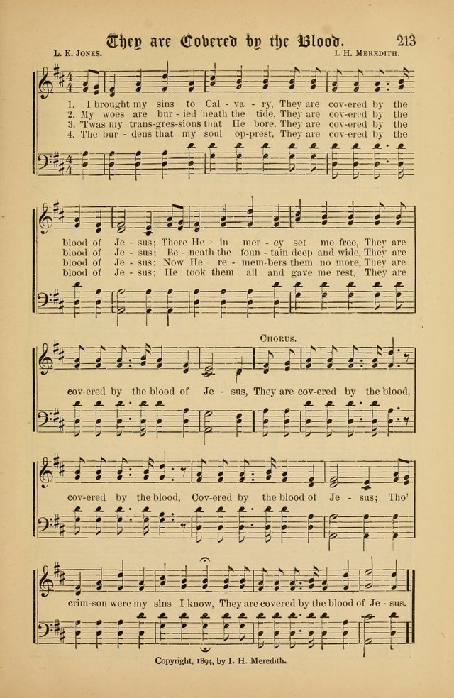 The Peacemaker: a collection of sacred songs and hymns for use in all services of the church, Sunday-school, home circle, and all kinds of evangelistic work page 213