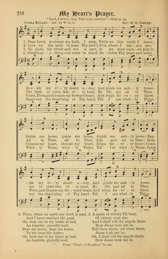 The Peacemaker: a collection of sacred songs and hymns for use in all services of the church, Sunday-school, home circle, and all kinds of evangelistic work page 218