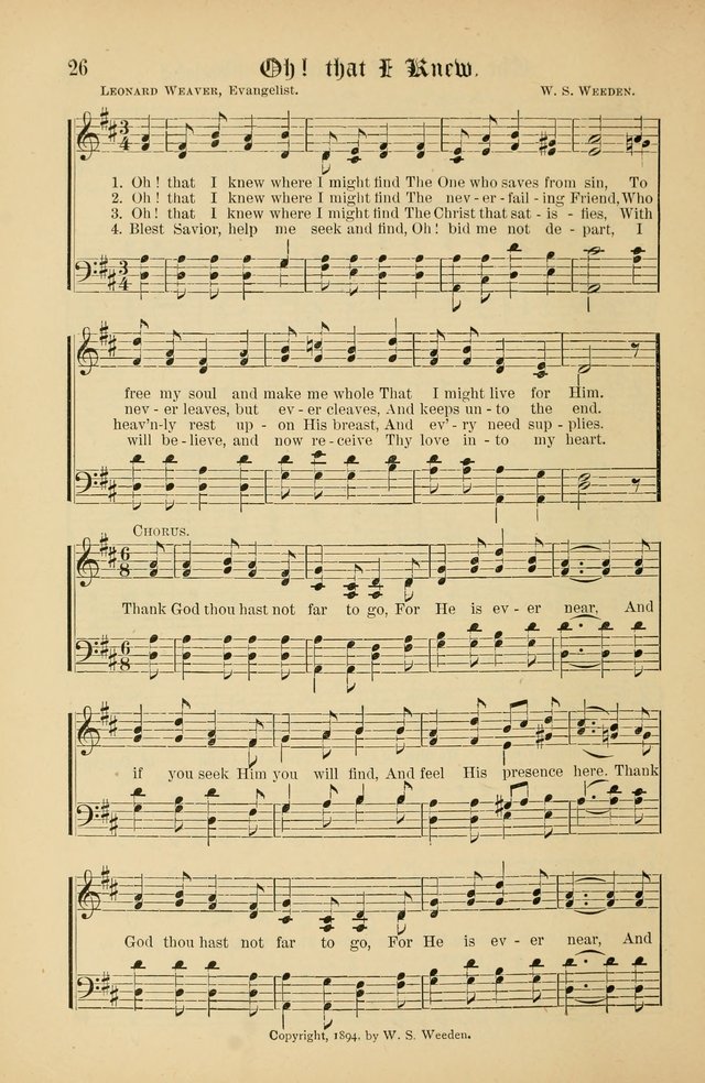 The Peacemaker: a collection of sacred songs and hymns for use in all services of the church, Sunday-school, home circle, and all kinds of evangelistic work page 26