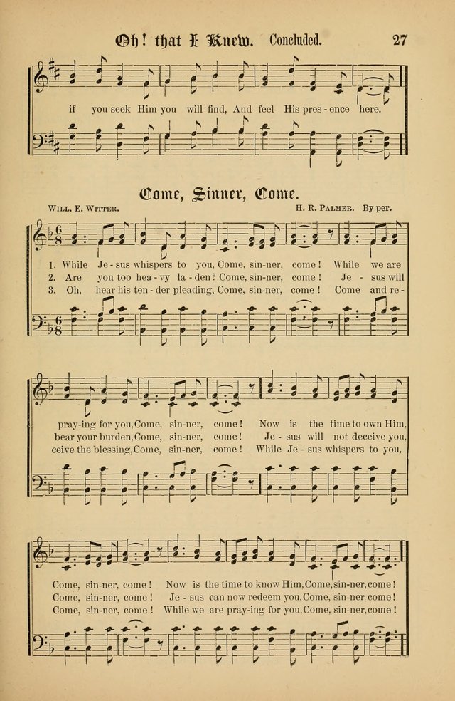 The Peacemaker: a collection of sacred songs and hymns for use in all services of the church, Sunday-school, home circle, and all kinds of evangelistic work page 27