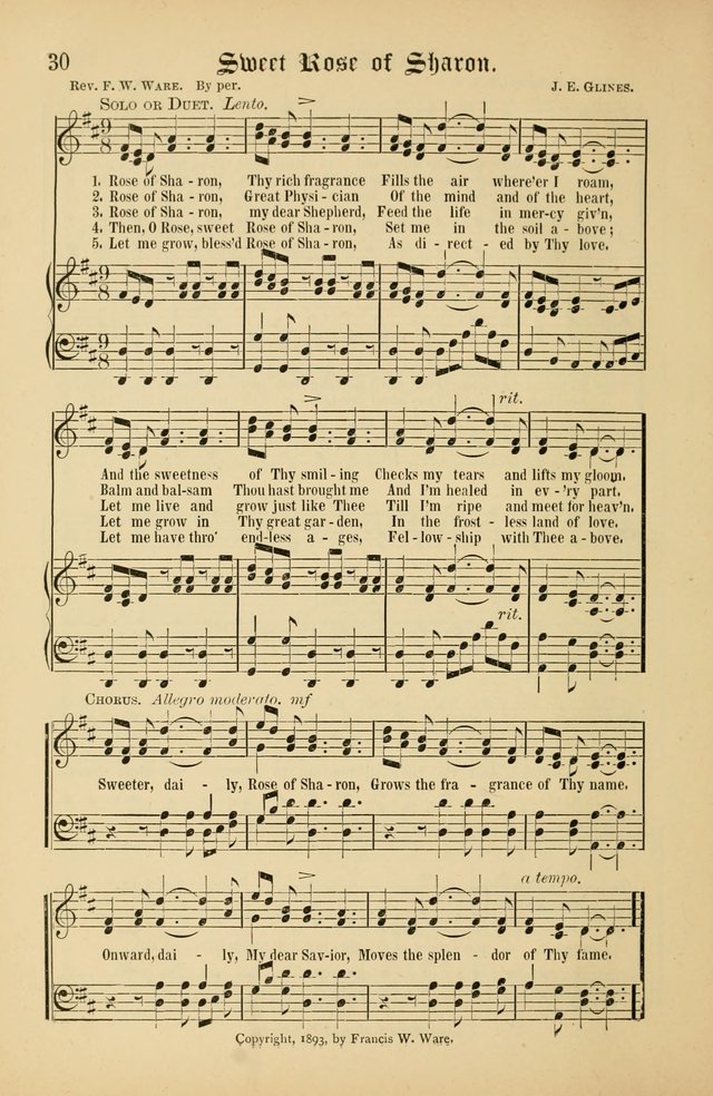 The Peacemaker: a collection of sacred songs and hymns for use in all services of the church, Sunday-school, home circle, and all kinds of evangelistic work page 30