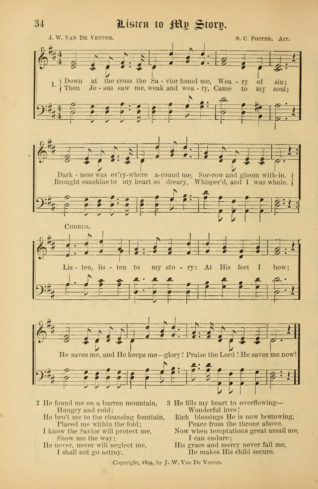The Peacemaker: a collection of sacred songs and hymns for use in all services of the church, Sunday-school, home circle, and all kinds of evangelistic work page 34