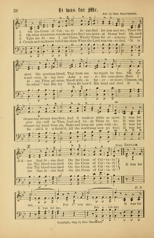 The Peacemaker: a collection of sacred songs and hymns for use in all services of the church, Sunday-school, home circle, and all kinds of evangelistic work page 38