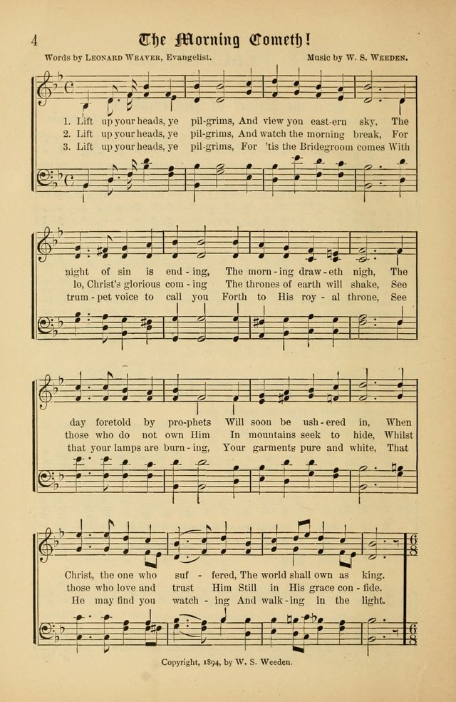 The Peacemaker: a collection of sacred songs and hymns for use in all services of the church, Sunday-school, home circle, and all kinds of evangelistic work page 4