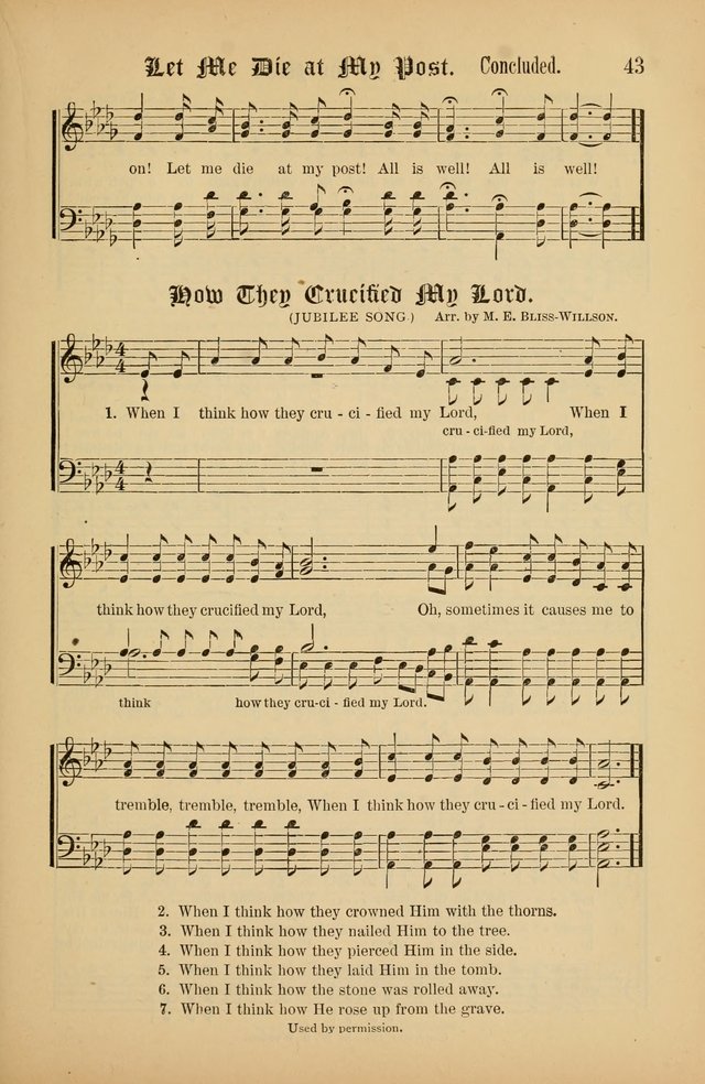 The Peacemaker: a collection of sacred songs and hymns for use in all services of the church, Sunday-school, home circle, and all kinds of evangelistic work page 43
