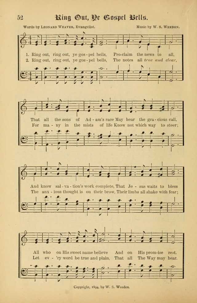The Peacemaker: a collection of sacred songs and hymns for use in all services of the church, Sunday-school, home circle, and all kinds of evangelistic work page 52