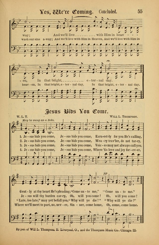 The Peacemaker: a collection of sacred songs and hymns for use in all services of the church, Sunday-school, home circle, and all kinds of evangelistic work page 55