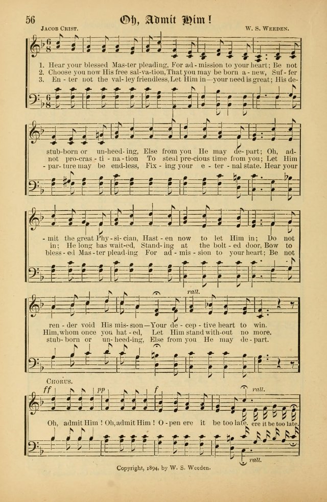 The Peacemaker: a collection of sacred songs and hymns for use in all services of the church, Sunday-school, home circle, and all kinds of evangelistic work page 56