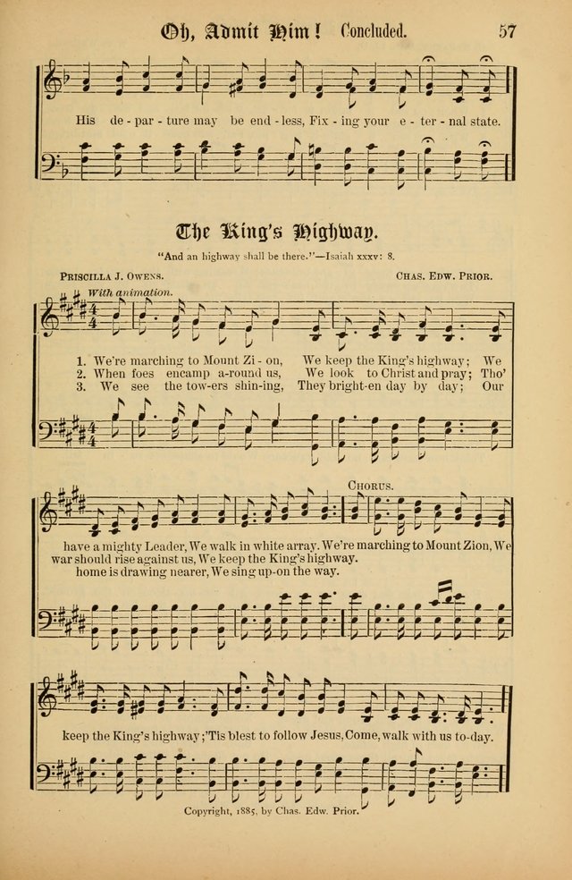 The Peacemaker: a collection of sacred songs and hymns for use in all services of the church, Sunday-school, home circle, and all kinds of evangelistic work page 57