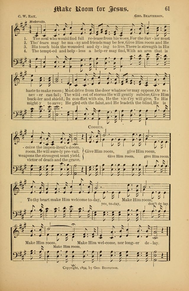 The Peacemaker: a collection of sacred songs and hymns for use in all services of the church, Sunday-school, home circle, and all kinds of evangelistic work page 61