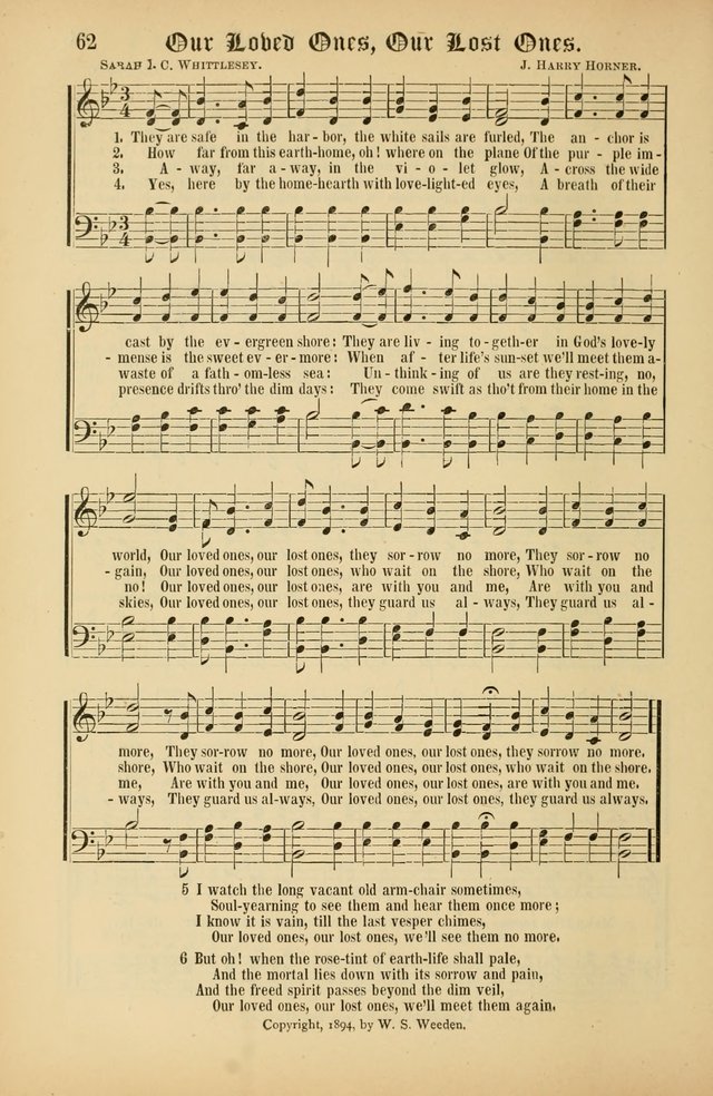 The Peacemaker: a collection of sacred songs and hymns for use in all services of the church, Sunday-school, home circle, and all kinds of evangelistic work page 62