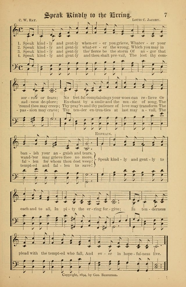 The Peacemaker: a collection of sacred songs and hymns for use in all services of the church, Sunday-school, home circle, and all kinds of evangelistic work page 7
