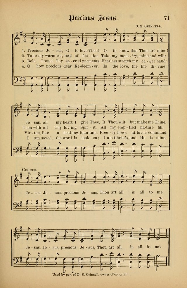 The Peacemaker: a collection of sacred songs and hymns for use in all services of the church, Sunday-school, home circle, and all kinds of evangelistic work page 71